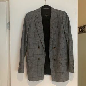 MASSIMO DUTTI DOUBLE BREASTED WOOL CHECK BLAZER